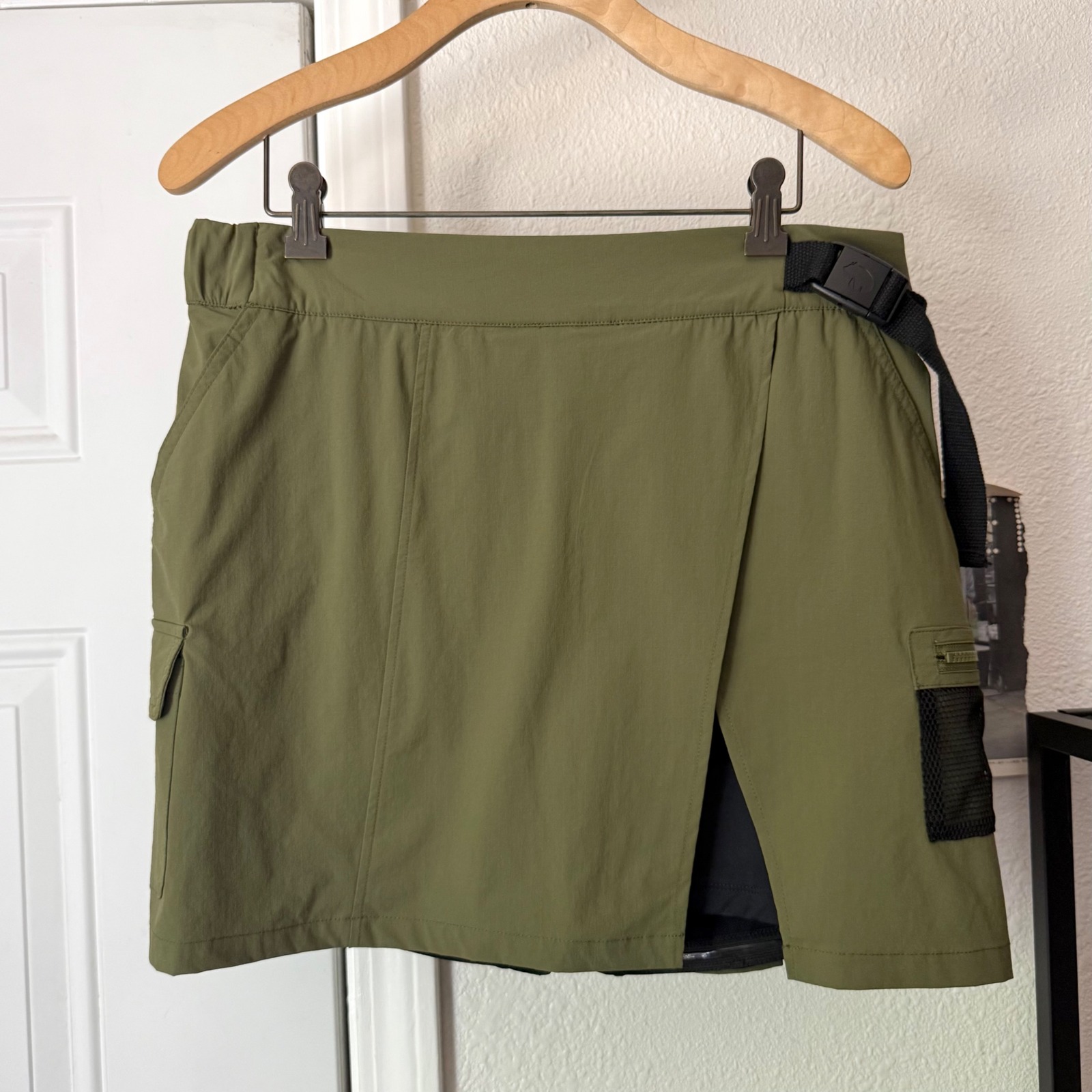 Nwt Wondery Olive Green Cargo Nylon Belted Atheltic Hiking Shorts Skirt Skort